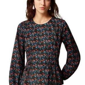 J. Crew Liberty London Strawberry Floral Print Long Sleeve Organic Cotton Blouse